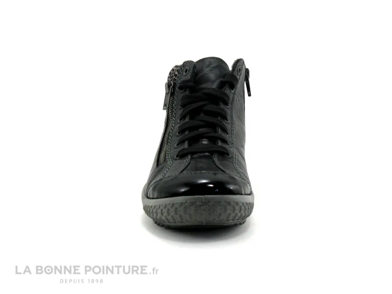 Achat chaussures Rieker Femme Boots, vente Rieker M6143-01 Noir - Col leopard -  Basket montante