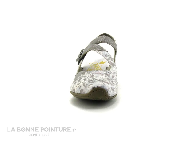 Achat chaussures Rieker Femme Bout fermé, vente Rieker 49787-90 Metallic - Fleuri - Escarpin bride arriere
