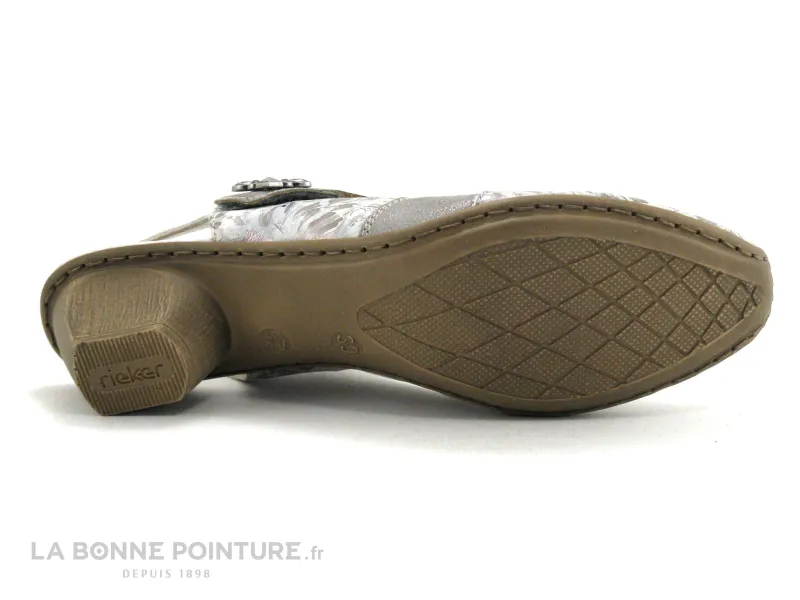 Achat chaussures Rieker Femme Bout fermé, vente Rieker 49787-90 Metallic - Fleuri - Escarpin bride arriere