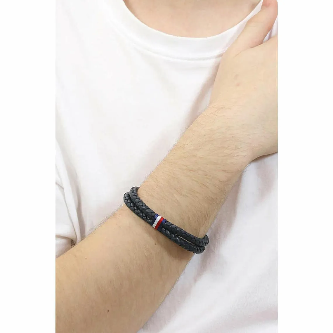 Bracelet Homme Tommy Hilfiger Carabiner - 2790362S Cuir, Acier Bleu | 3 Suisses