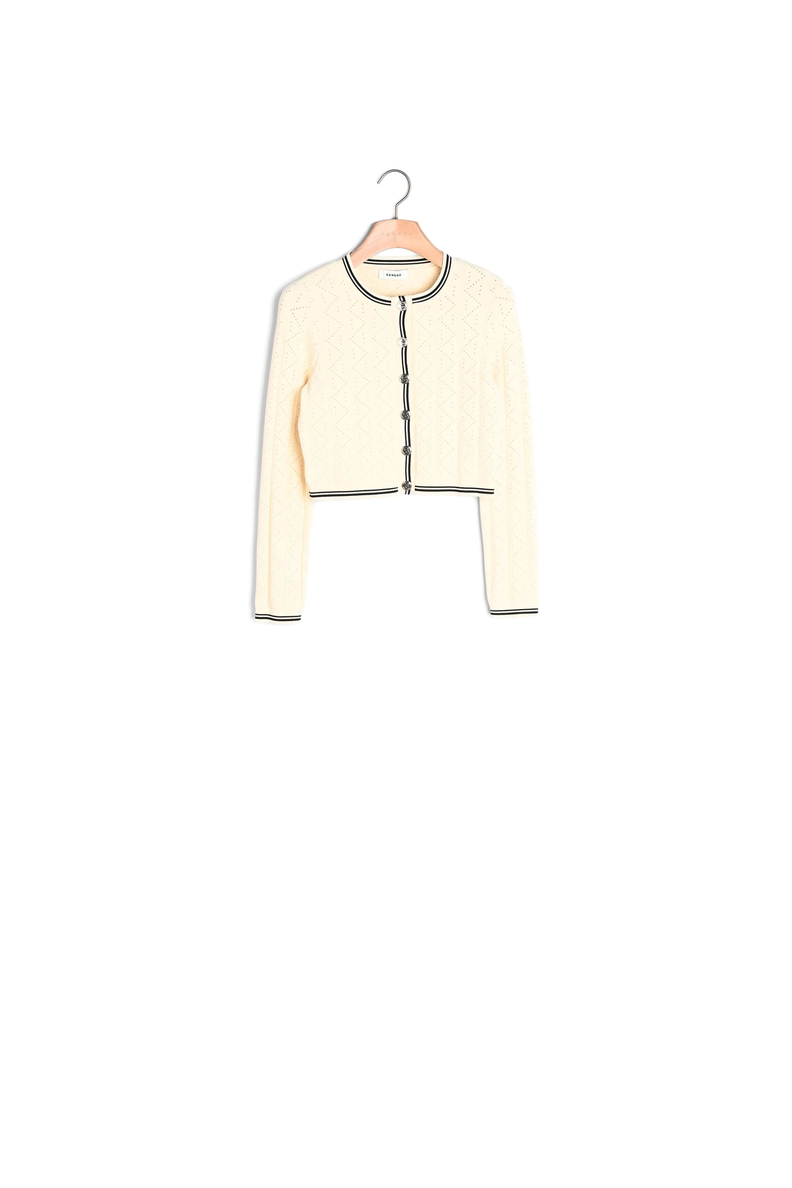 Cardigan court en maille pointelle