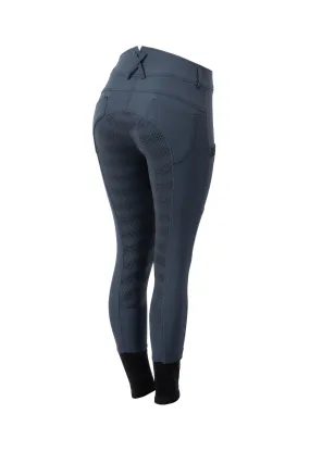 Horze Pantalon d'équitation taille haute en silicone pour femme avec poche pour téléphone