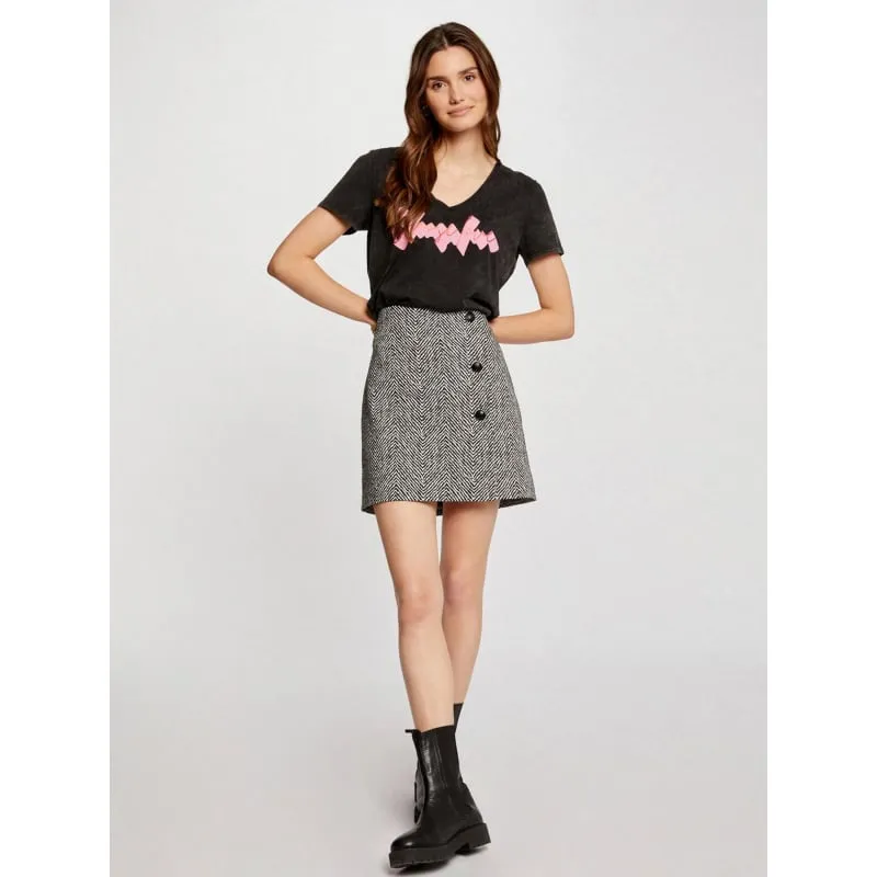 Jupe courte droite blis noir blanc femme - Morgan | wimod