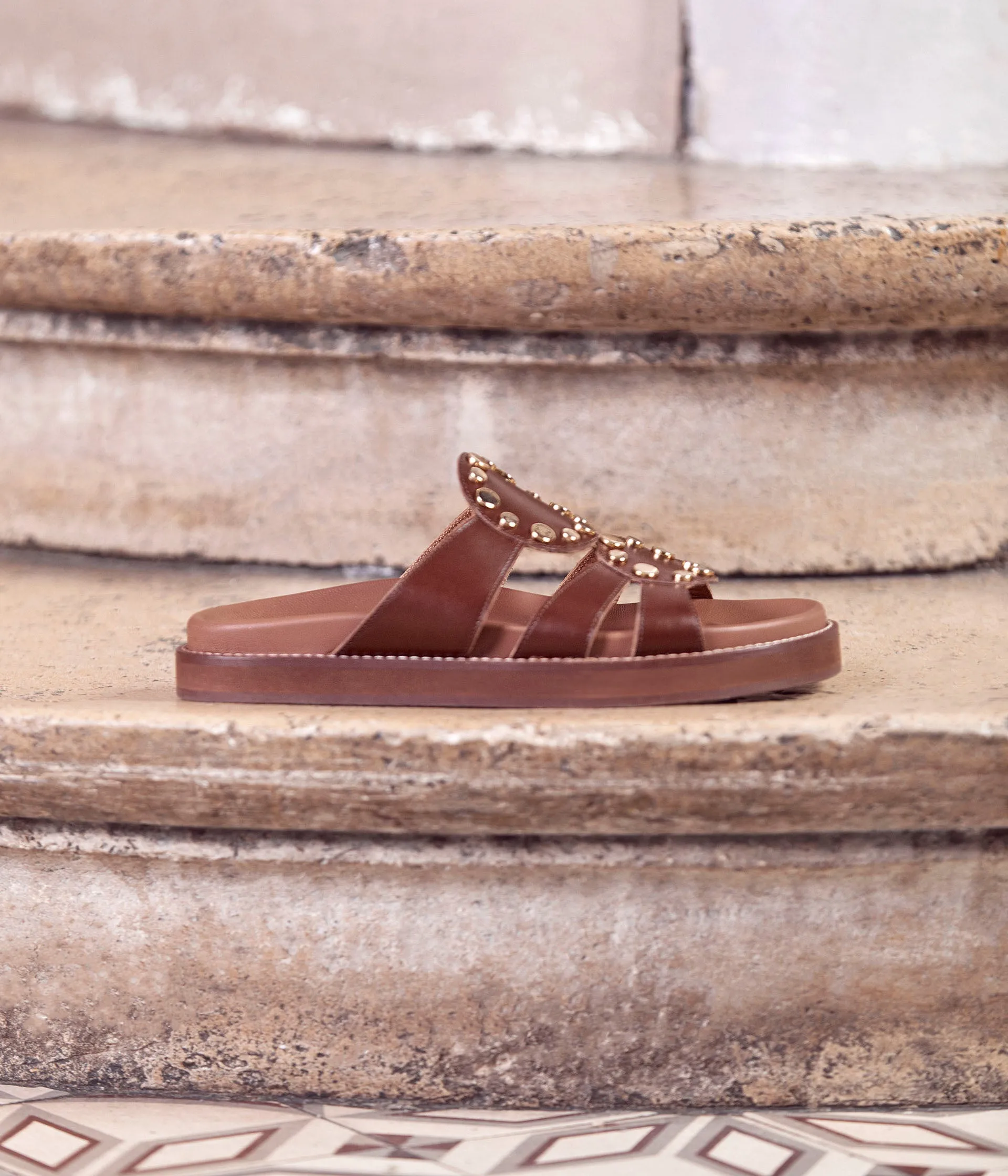 Mules marron Ana