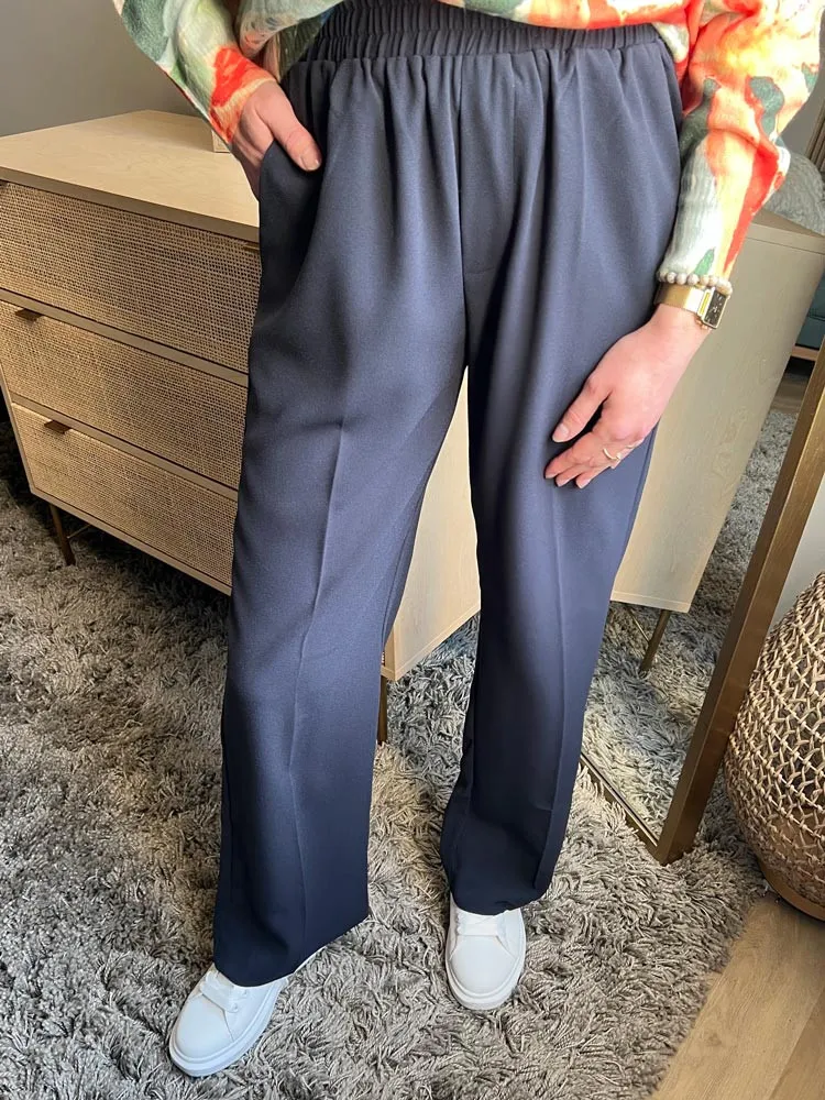 Pantalon fluide marine LOUIS - Grace & Mila - Prêt à porter femme Cléstyle Couleur Marine XXS à 6XL M