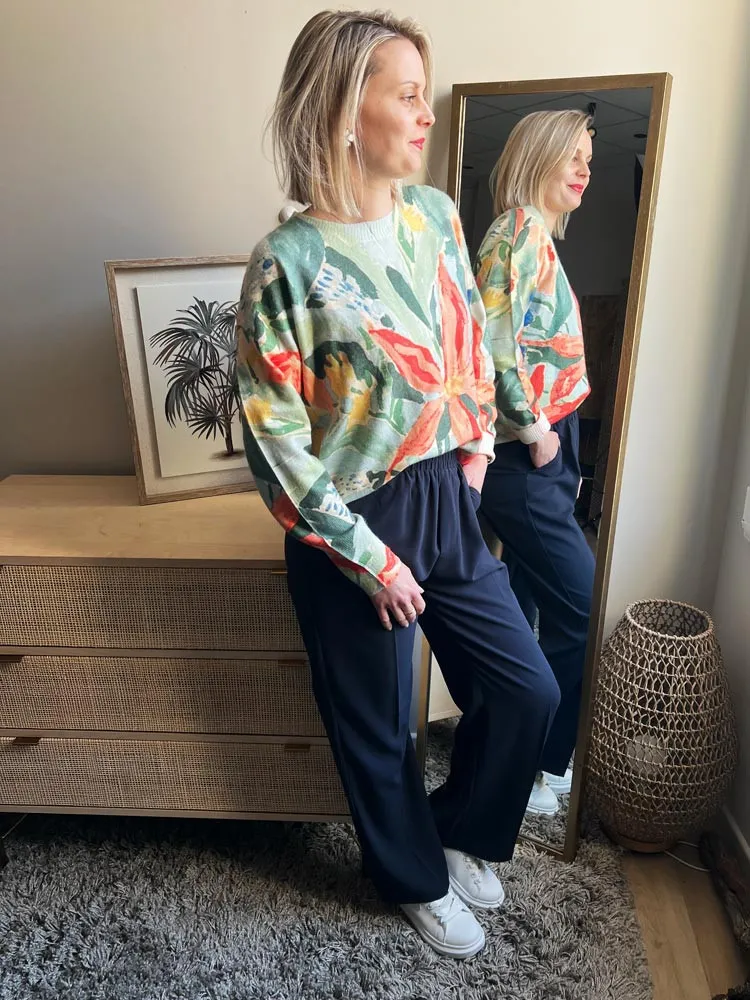 Pantalon fluide marine LOUIS - Grace & Mila - Prêt à porter femme Cléstyle Couleur Marine XXS à 6XL M