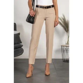 Pantalon long élégant à jambes droites Tordina, beige