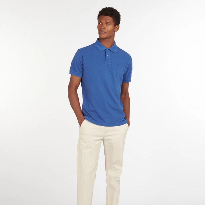 Polo Barbour Hommes Washed Sports Marine Blue
