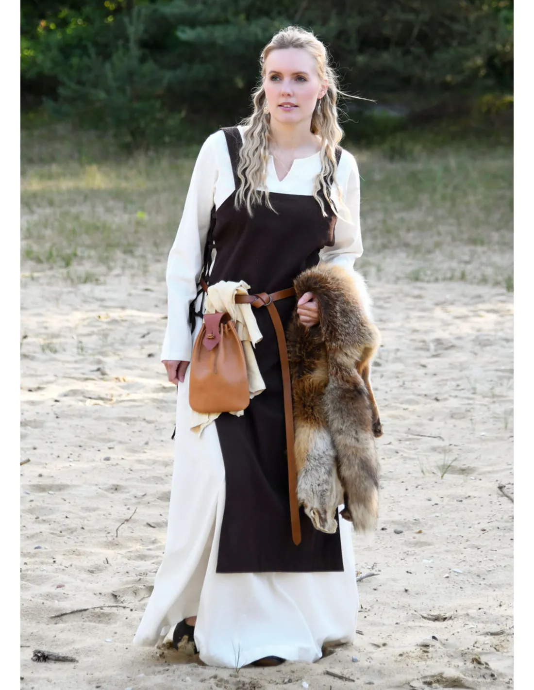 Robe médiévale Milla Ligero pour femme, blanc naturel ⚔️ Boutique Épées