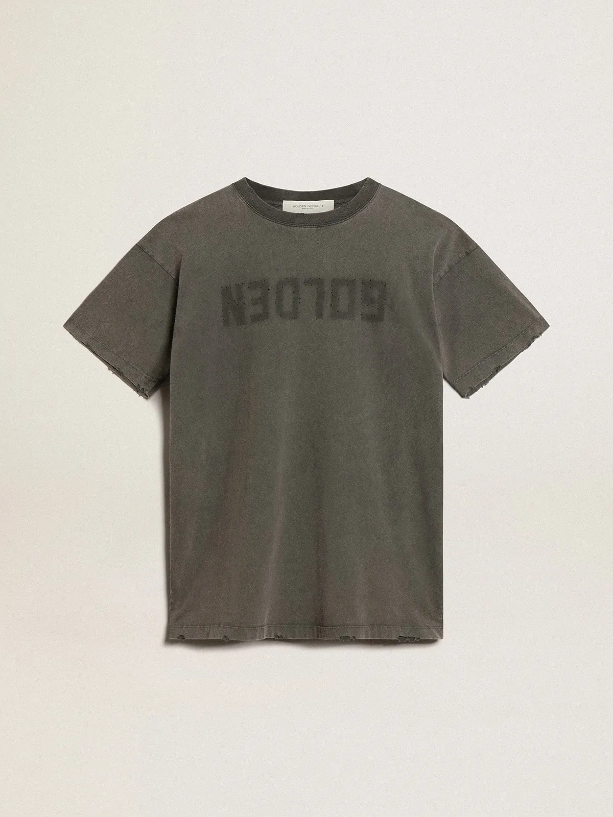 Robe t-shirt femme couleur grise à l’effet usé | Golden Goose