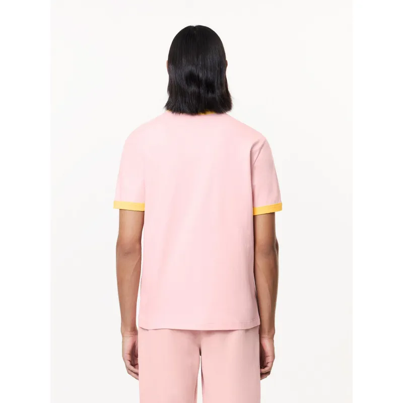 T-shirt imprimé logo jaune rose homme - Lacoste | wimod